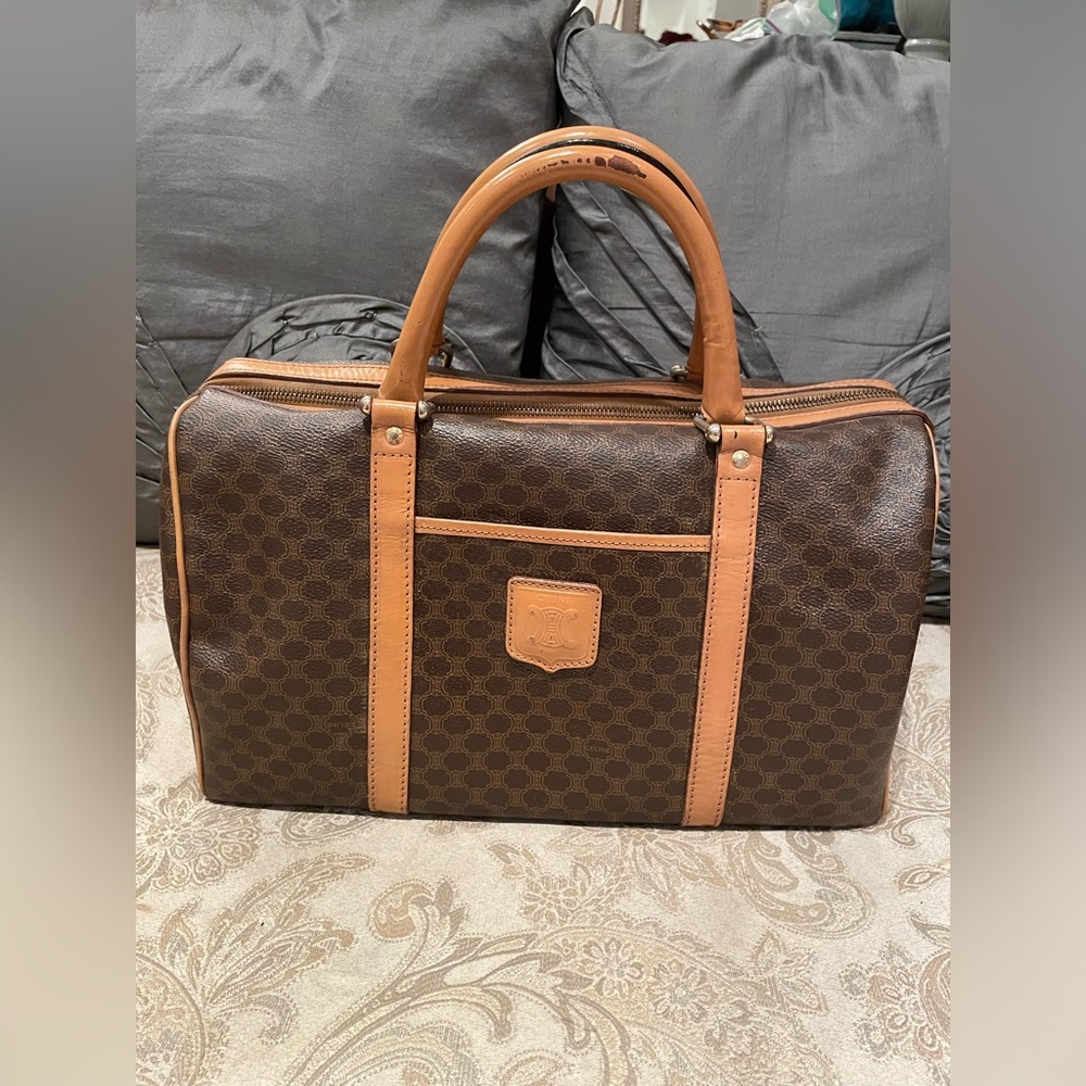 Celine Macadam Boston Bag - Vintage bag in brown and tan colour